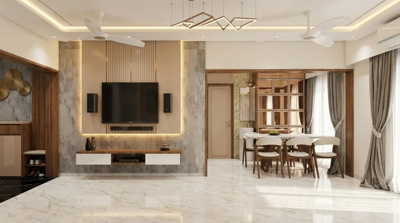 TV Unit + Dining render