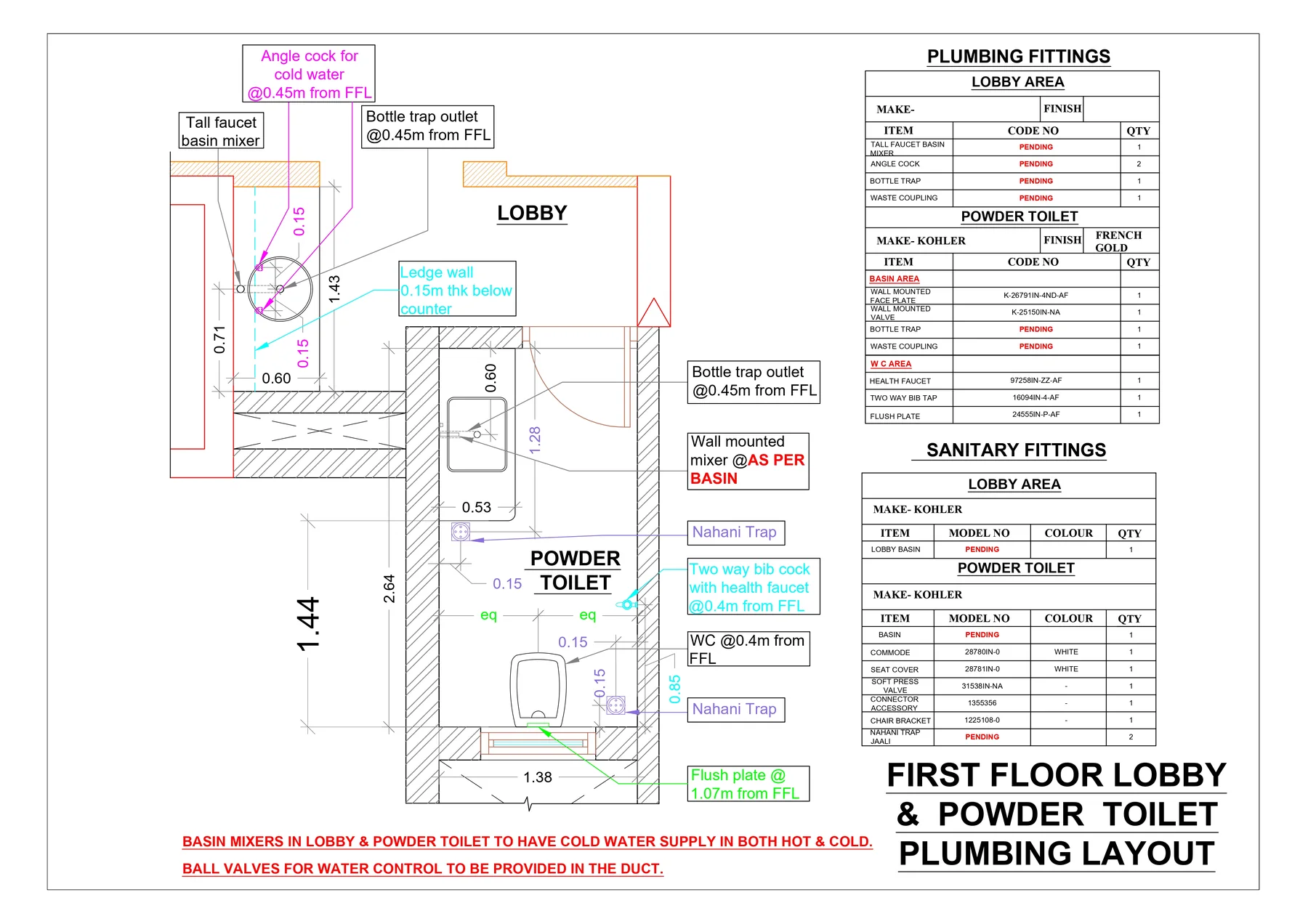 Plumbing layout