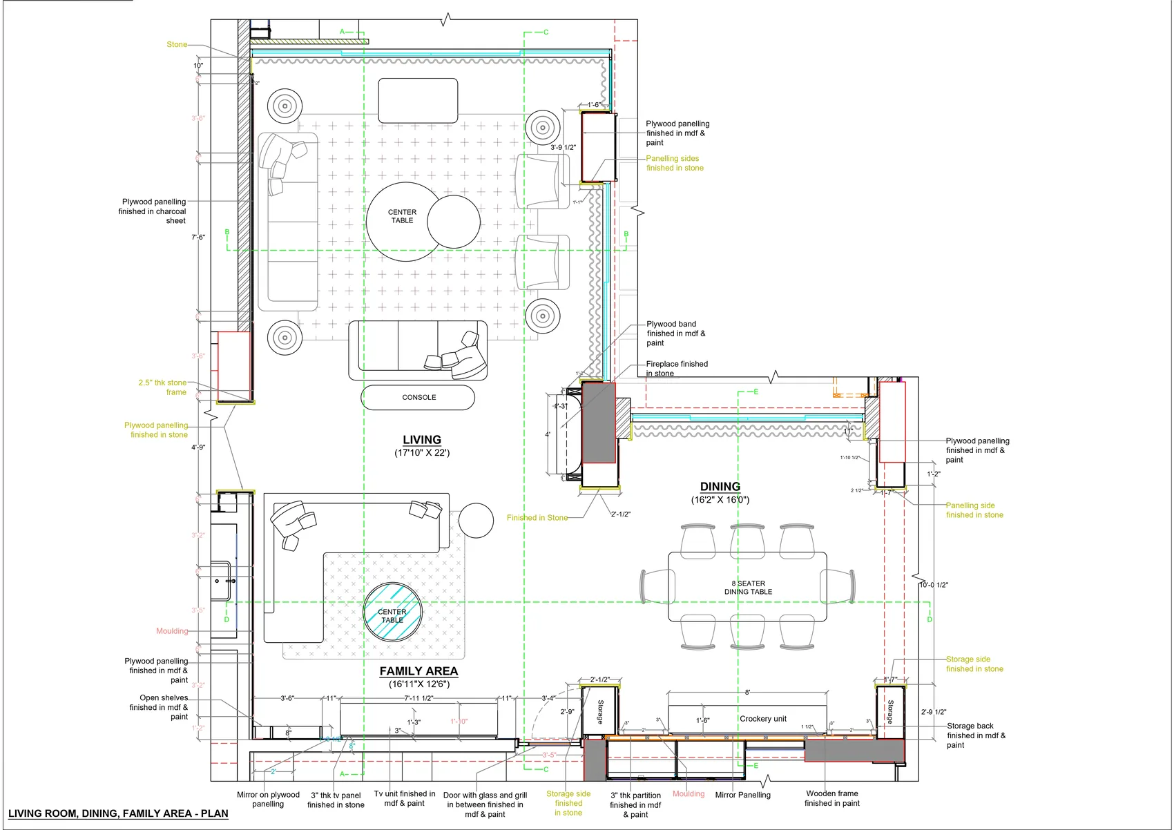 Living, Family & Dining — Plan