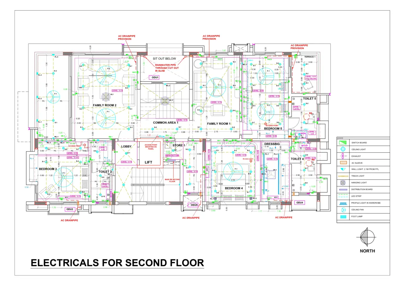 Electrical Layout — Second Floor