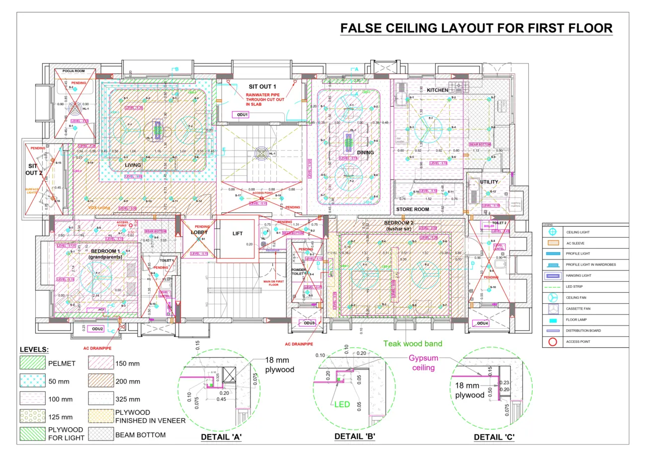False Ceiling Layout — First Floor