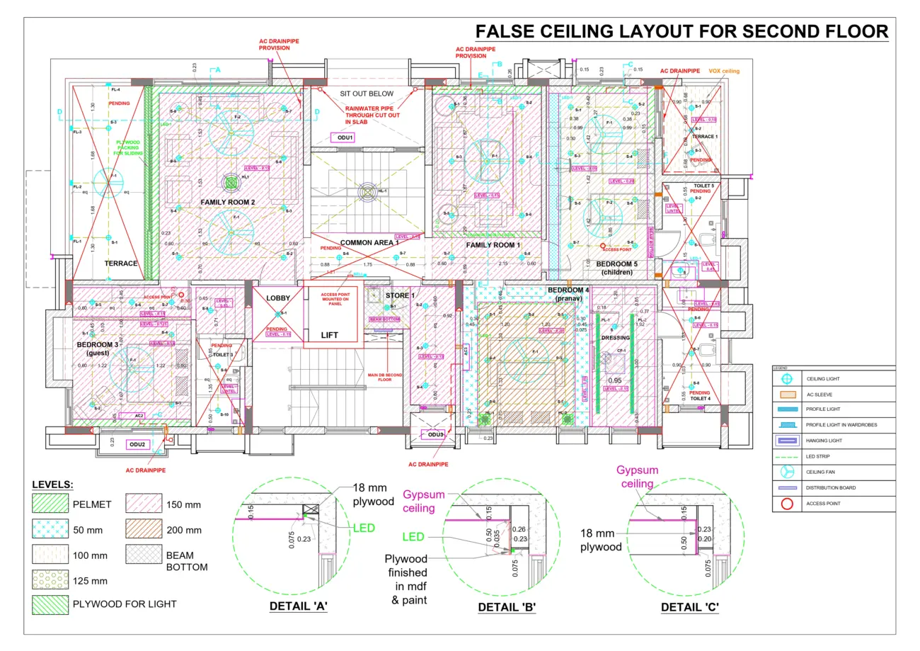 False Ceiling Layout — Second Floor