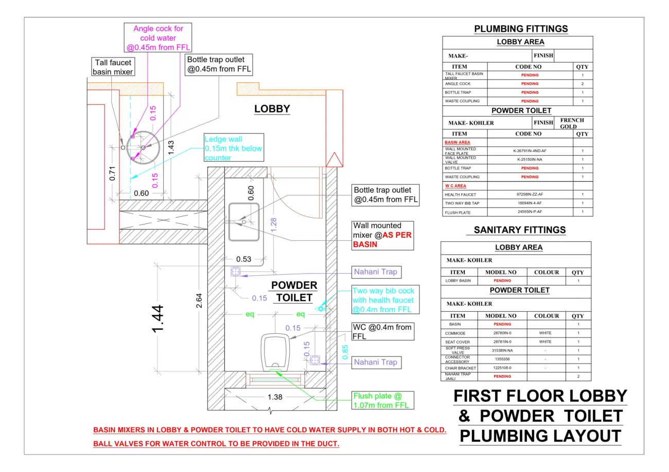 Plumbing Layout — First Floor