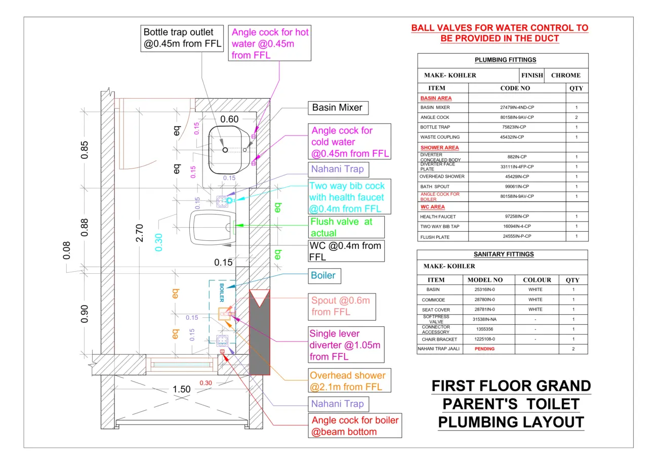 Plumbing Layout — First Floor