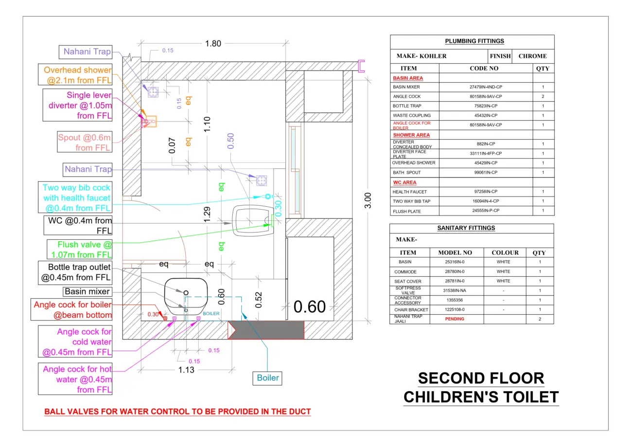 Plumbing Layout — Second Floor