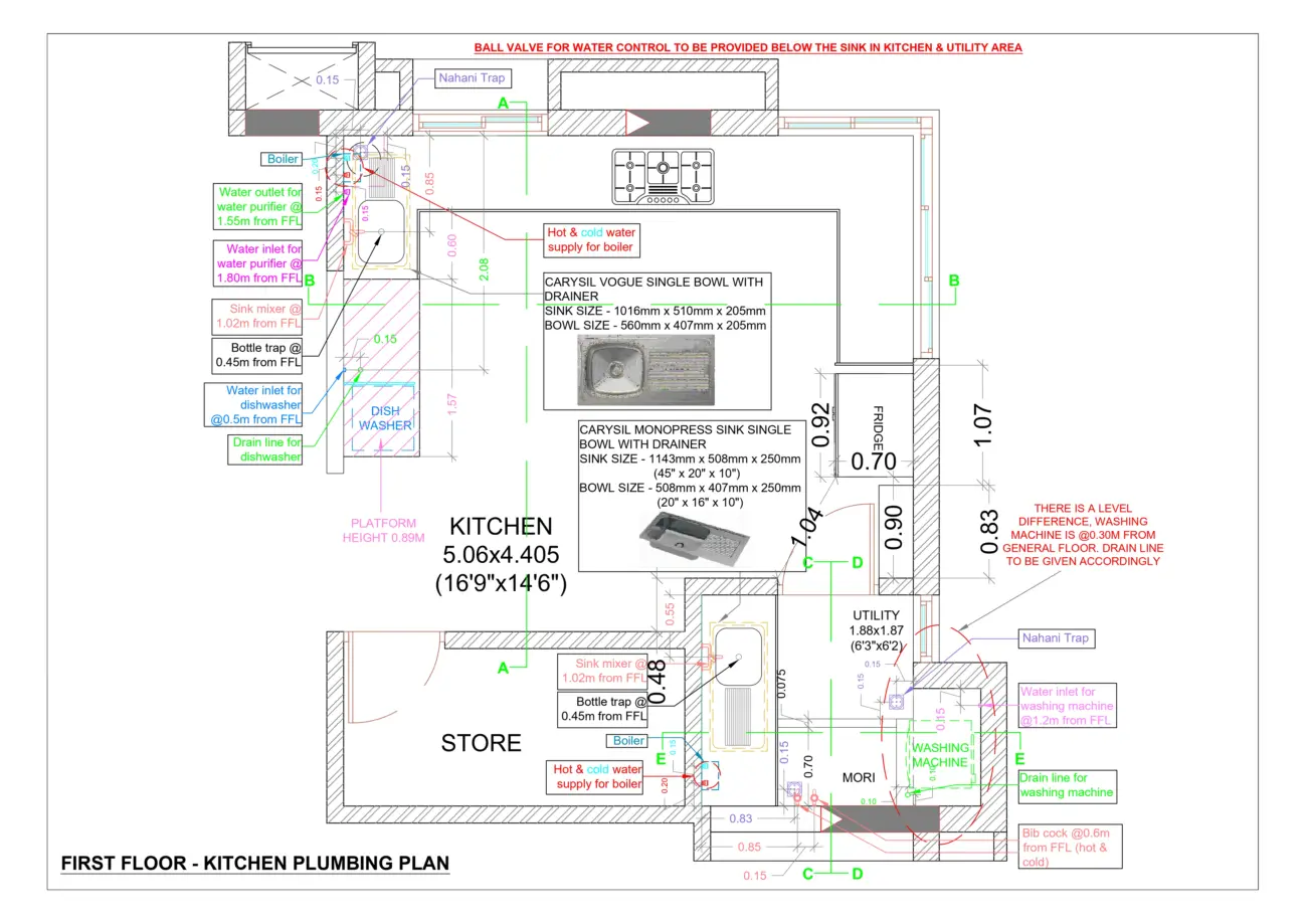 Kitchen Plumbing Plan